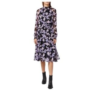 Diane von Furstenburg Athena silk midi dress with smocked waist - size Medium